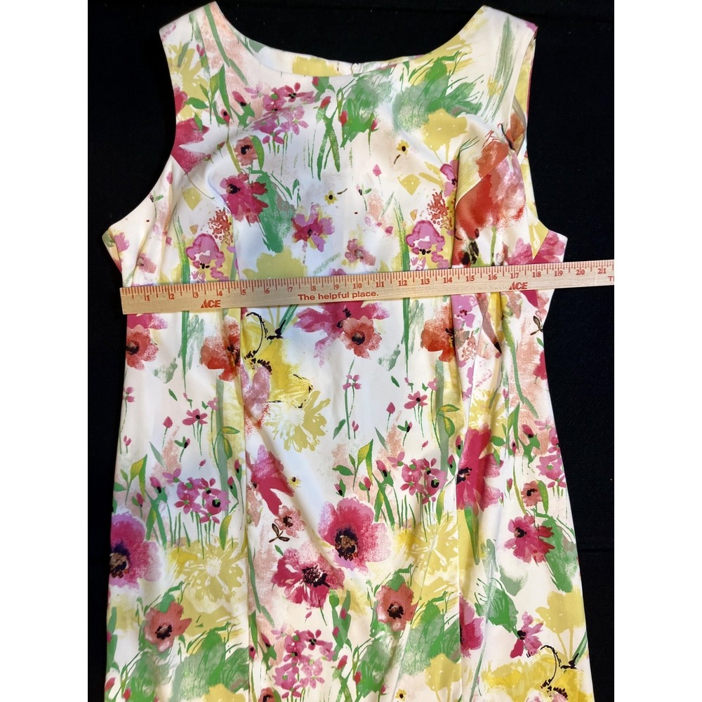 Dressbarn Dress Womens 18W White Multicolor Floral Sleeveless Shift Knee Length - Picture 7 of 8